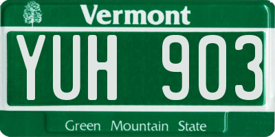 VT license plate YUH903