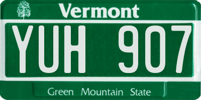 VT license plate YUH907