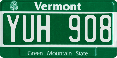 VT license plate YUH908