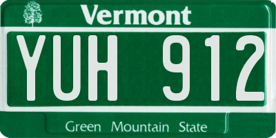 VT license plate YUH912