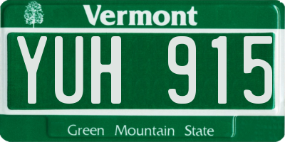 VT license plate YUH915