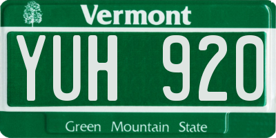 VT license plate YUH920