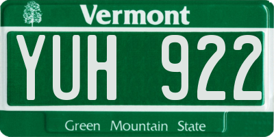 VT license plate YUH922