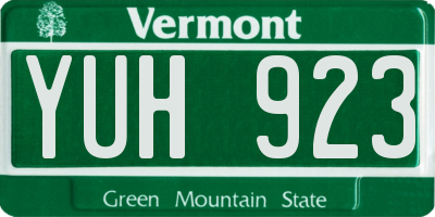 VT license plate YUH923