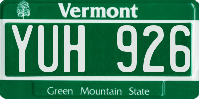 VT license plate YUH926