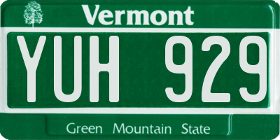 VT license plate YUH929