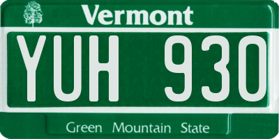 VT license plate YUH930