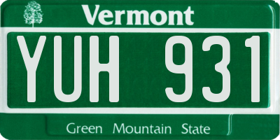VT license plate YUH931