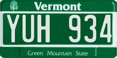VT license plate YUH934