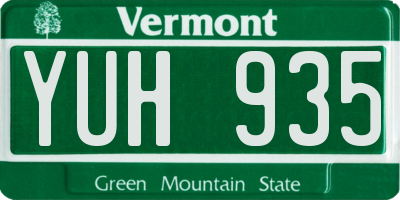 VT license plate YUH935