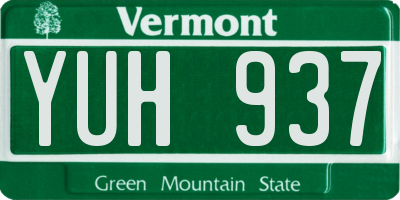 VT license plate YUH937