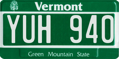 VT license plate YUH940