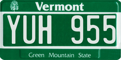 VT license plate YUH955