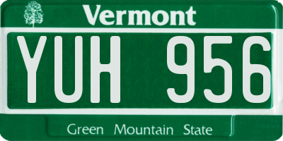 VT license plate YUH956