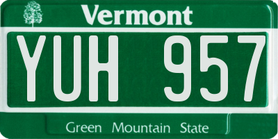 VT license plate YUH957