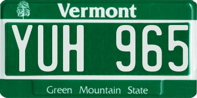 VT license plate YUH965