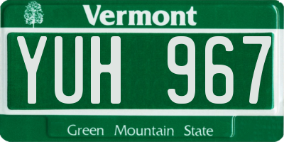 VT license plate YUH967