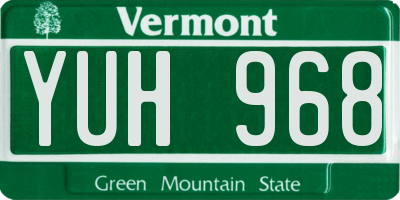 VT license plate YUH968