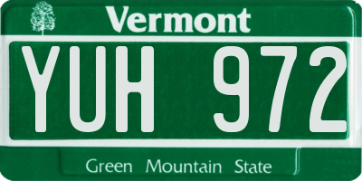 VT license plate YUH972