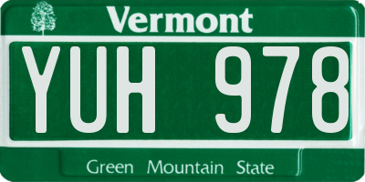 VT license plate YUH978