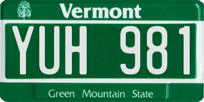 VT license plate YUH981