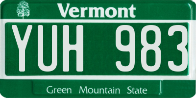VT license plate YUH983