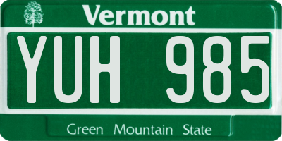 VT license plate YUH985