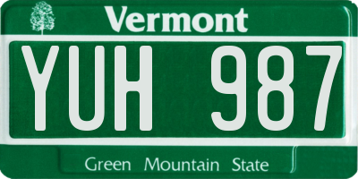 VT license plate YUH987