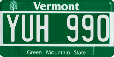 VT license plate YUH990