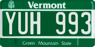 VT license plate YUH993