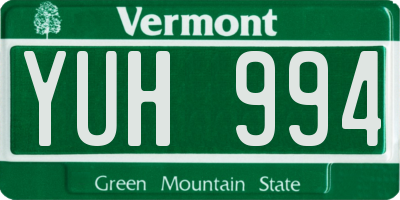 VT license plate YUH994