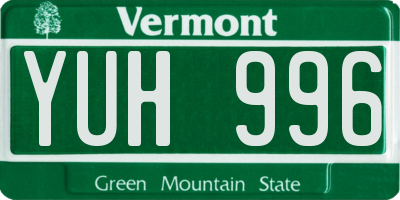 VT license plate YUH996