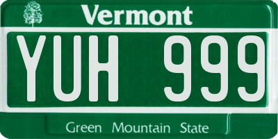 VT license plate YUH999