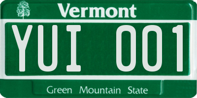 VT license plate YUI001