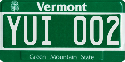 VT license plate YUI002