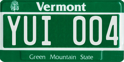 VT license plate YUI004