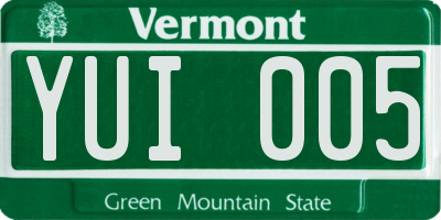 VT license plate YUI005