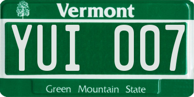 VT license plate YUI007
