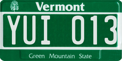 VT license plate YUI013