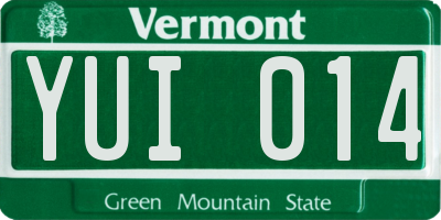 VT license plate YUI014