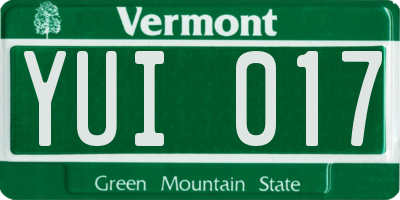 VT license plate YUI017