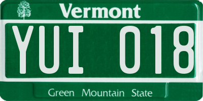 VT license plate YUI018