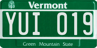 VT license plate YUI019