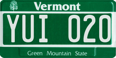 VT license plate YUI020