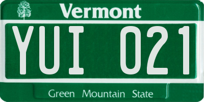 VT license plate YUI021