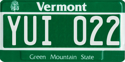 VT license plate YUI022