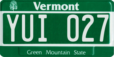 VT license plate YUI027
