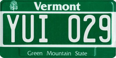VT license plate YUI029