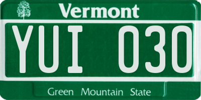 VT license plate YUI030