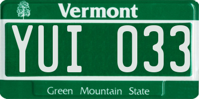 VT license plate YUI033